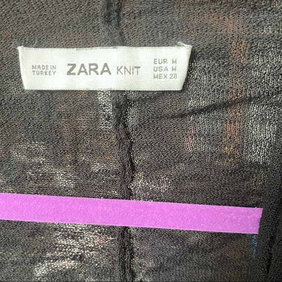 Zara Kimono Black open cardigan cotton knit beach coverup Medium - Picture 2 of 4